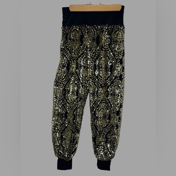 Tenth House Dance-wear Gold Sequin Black Joggers Size Medium - Picture 1 of 8